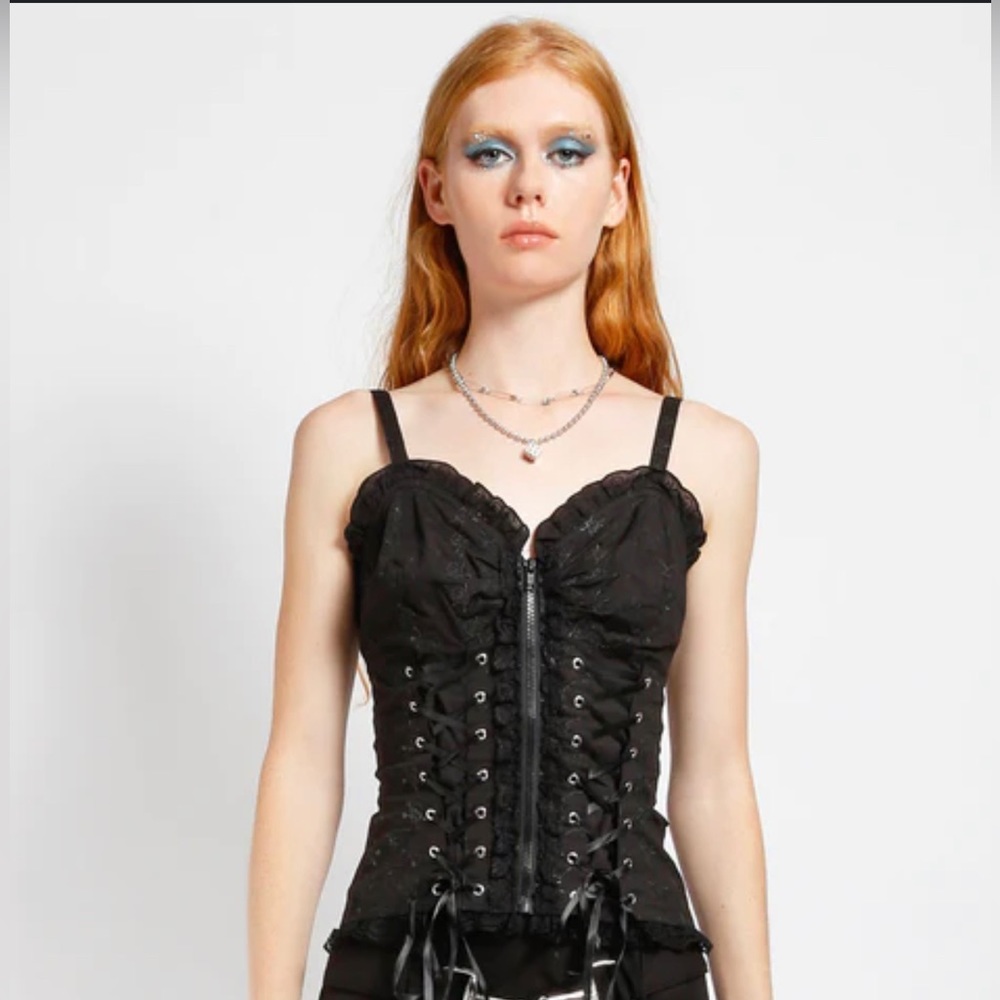 TRIPP NYC Black zip up corset NWT!